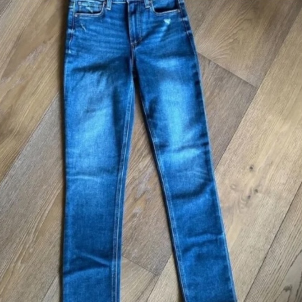 PAIGE Hoxton Slim Raw Hem High Rise Jeans 23 Eiffel Distressed NWT - Picture 2 of 9